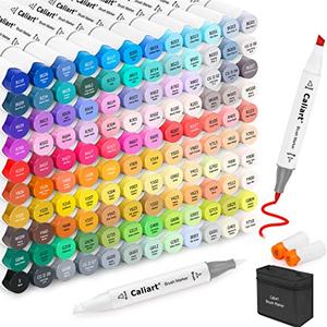 Amazon.com : Caliart 121 Colors Alcohol Markers Brush Tip, Dual Tip Artists Coloring Markers Set Brush & Chisel, Permanent Alcohol Based Colored Sketch Pens, Art Supplies Gifts for Adults Illustration Drawing : Arts, Crafts & Sewing