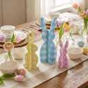 Valery Madelyn Easter Decorations, Bunny Decor Table Centerpiece, 3 Pcs Wooden Easter Decor Indoor, Cute Bunny Decorations for Table Shelf Tiered Tray Home Livingroom Kitchen Bedroom, 5-8 inch