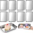 8 Pack Small Stainless Steel Plate 7''L x 5''W Metal Baking Sheet Set Stainless Steel Surgical Tray for Oven, Food Safe Smooth Polished for Campers, Hand Project Medical Instruments, Tattoo, Surgical