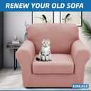 XINEAGE New 2 Pieces Chair Covers with Arms Super Stretch Chair Slipcover for Living Room Pet Dog Universal Slip Cover Anti Slip Armchair Furniture Protector (Dusty Pink), 31"-46"(1 Cushion)
