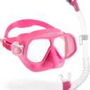 Cressi Kids Snorkeling Kit (Mask & Snorkel) for Children from 6 to 15 Years Old - Rombo & Mini Dry: Designed in Italy (Pink/Clear)