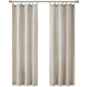 Madison Park Linen Blend Curtain Window, Thermal Insulated Fleece Lining, Living Room Decor Light Filtering Drape for Bedroom, 1-Single Panel Pack Fits 1.25" Rod, Beals, 50x84 Tab Top, Natural