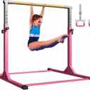 Gymnastic Kip Bar for Kids Training Horizontal Bars for Home Ages 3-15 Adjustable Height Non-Slip Gym Equipment Indoor with Rings