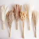 110 PCS Dried Pampas Grass Bouquet, Boho Table Decor, Bunny Tails Dried Flowers, Brown Pompas, White Pampas Grass for Wedding, Home, Rustic Party, Baby Shower Decorations