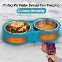 Heated Water Bowl, Double Stainless Steel Heated Dog Bowl for Outdoor Use, 46 OZ Total & Chew Proof Cord, Winter Warm Water & Food Bowl for Pets Bird Chicken UL Certified