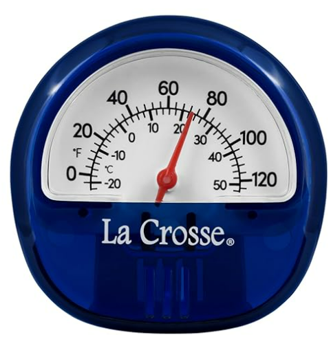 La Crosse 104-106BL Blue Analog Thermometer with Magnetic Back