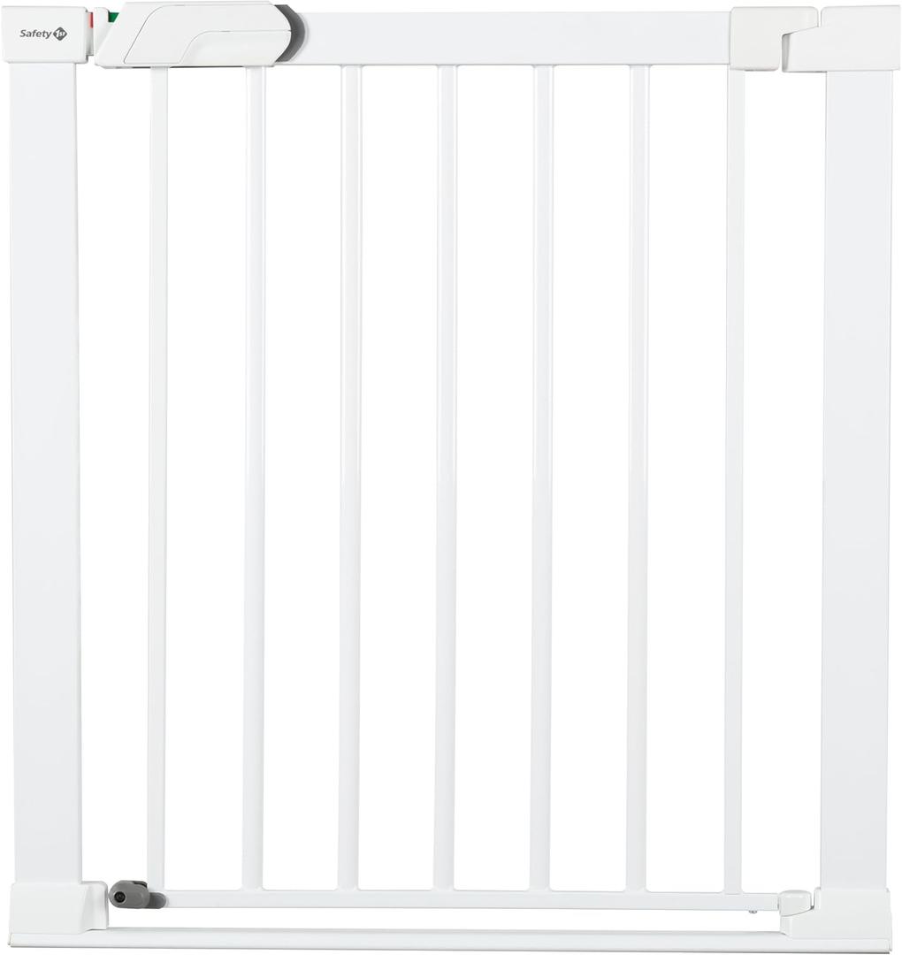 Safety 1st Flat Step Pressure Mounted Baby Gates for Doorways, Baby Gate with Door, Pet-Friendly Design, White (1 Count (Pack of 1))