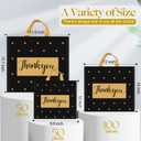 Gueevin 200 Pcs Thanks Bags with Handle Bulk Thank You Merchandise Bags 3 Size Plastic Packet Retail Shopping Package for Boutique 9 x 12'', 12 x 14'', 13 x 15''(Black and Gold)