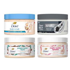 Dove Limited Edition Holiday Treats Exfoliating Mini Body Scrub 4 Pack for Deep Nourishment 3.5oz each