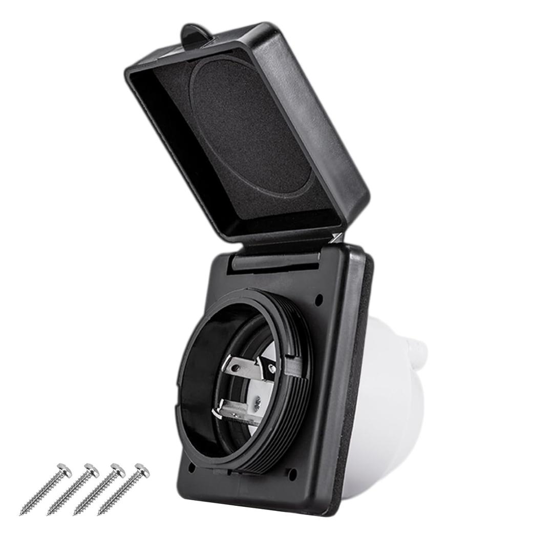 30 AMP Twist Lock RV Shore Power Inlet 125V/120V,RV Shore Power Inlet with 3 Stainless Steel Pins and Screws,NEMA L5-30P,ETL Listed,Black