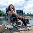 Portal Outdoor Rocking Chair Camping Folding Portable Rocker with Cup Holder Side Pocket Carry Bag, Support 350LBS (Midnight Blue), 18 Inches X 24 Inches X 20 Inches