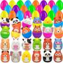 Prefilled Easter Eggs with Squishy Toys - 24 Pack Filled Easter Basket Stuffers Party Favors, Slow Rising Stress Reliever Toys Fillers for Easter Eggs Hunt