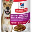 Hill's Science Diet Adult 1-6, Adult 1-6 Premium Nutrition, Wet Dog Food, Beef & Vegetables Stew, 12.8 oz Can, Case of 12
