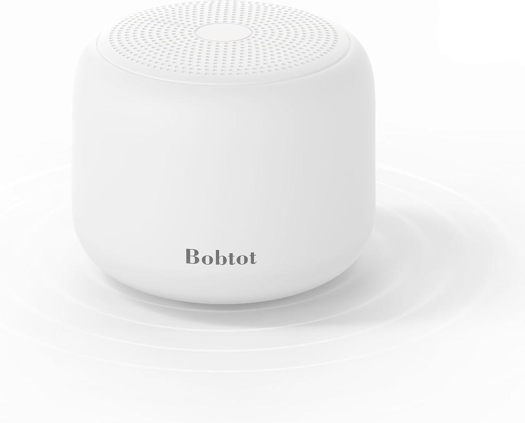 Bobtot Portable Bluetooth Speakers with Strap Easy to Carry, Wireless IPX5 Waterproof Mini Speaker with Loud Stereo Sound, 20 Hours Playtime, Rechargeable Battery, Built-in Microphone, White