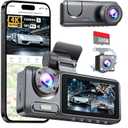 Dash Cam Front Rear with 3 Channel, 4K Full UHD Car Camera, 5GHz WiFi & App Control, Free 32GB Card Included, Dash Camera for Cars with IR Night Vision, 24 Parking Mode, Loop Recording, G-Sensor