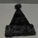 Black Plush Christmas Santa Hat,Personalized Unisex Xmas Hat for Adults