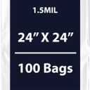 Multiple Sizes Clear Flat Poly Bags, 1.5Mil 24" X 24" & 100 Bags | Low-Density Polyethylene (LDPE), Flat Open Top Plastic Packaging Packing | Flexible and Durable Plastic Bag