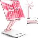 LISEN Pink Desk Accessories for iPad Office Supplies Desk Decor for Moms Women Mother Gifts for Him Tablet Stand Vanity Accessories Video Face Time Free Hands for ipad Switch Kindle