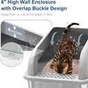 23.6''x16''x12'' Enclosed Stainless Steel Litter Box with Lid, XL Sifting Litter Box for Pine Pellets, High Sides Metal Litter Box System for Big Cats, Anti-Leakage, Easy Cleaning, Less Tracking