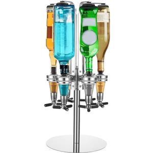 6 Bottle Liquor Dispenser, Rotating Wine Beer Bottle Beverage Stand Revolving Nozzle Wine Dispenser Optic Spirit Drinkware Set for Home Bar Party Cocktail Dispenser (6
