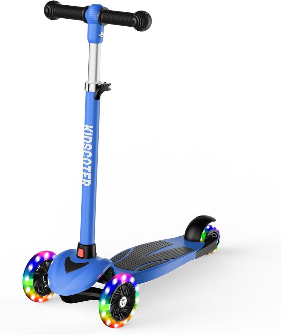 Multicolor Kids Scooter for Ages 3-12, 3 Wheel Lean to Steer Scooter with LED Light-Up Wheels, Adjustable Handlebar, Detachable Easy Storage for Boys & Girls