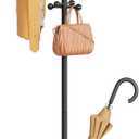 Tajsoon Coat Rack Stand with Umbrella Holder, Coat Tree Freestanding with 16 Hooks, Coat Hangers Stand for Living Room, Bedroom, Office, Black