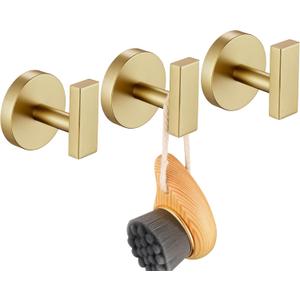 Robe Hook Bath Towel Hooks Stainless Steel Wall Hooks for Bathroom Kitchen Closet Garage Door Hanger Brushed Gold 3 Pack, AN1001GD-P3 Robe Hook Bath Towel Hooks Stainless Steel Wall Hooks for Bathroom Kitchen Closet Garage Door Hanger Brushed Gold 3 Pack, AN1001GD-P3