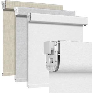 Grandekor No Drill No Tools Blackout Roller Shades - 34"x36" Textured-White | Free-Stop Cordless Blinds with UV Protection | Custom Fit for Home, Bedroom, Office, Living Room