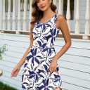 AUSELILY Womens Summer Dress Casual Sleeveless Crewneck T Shirt Sundress Flowy Tiered Swing Mini Dresses (White, XXL)