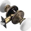 parro White Door Knobs, Porcelain Door Knobs Interior, Antique Brass Ceramic Door Handles, Vintage Door Levers with Privacy Lock