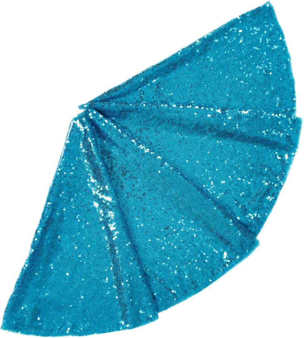 Tree Skirt-Sequin Tree Skirt 48" Christmas Tree Skirt Unique Sparkly Glittery Holiday Embroidery Sequin Tree Supplies(Turquoise)