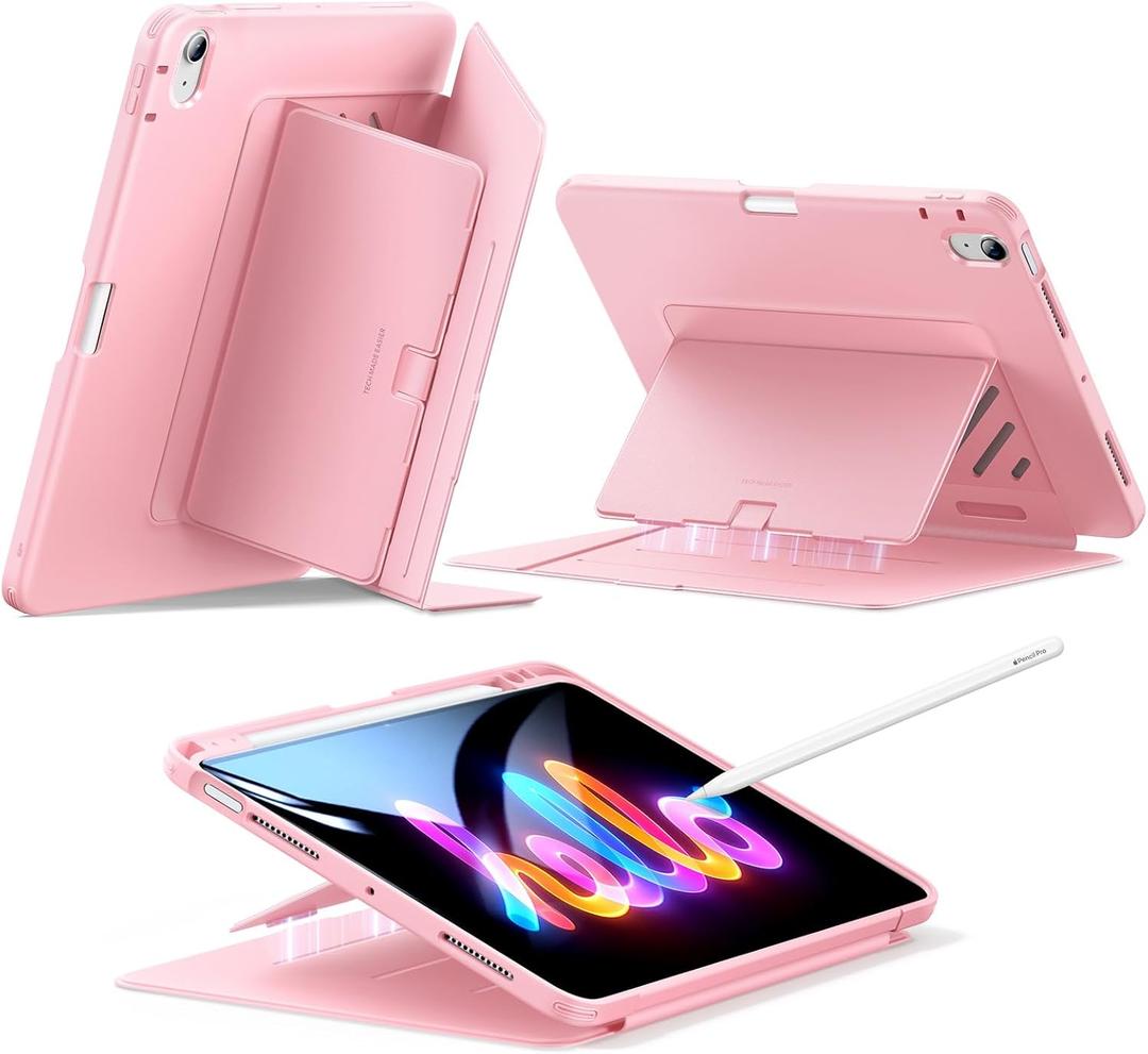 ESR for iPad Air 11 Inch Case M3/M2 (2025/2024), iPad Air 5th/4th Gen (2022/2020), Vertical Stand Cover, Multi Stand Angles, Ultra-Stable Case with Pencil Holder, Flip Series, Pink