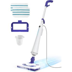 Professional Steam Mop Cleaner, 1300W Floor Steamer with Detergent Chamber, 25S Heat Up, Lightweight Steamer for Cleaning with 2 Washable Pads, Safe for Tiles, Upholstery, Carpet, Hardwood, Navy
