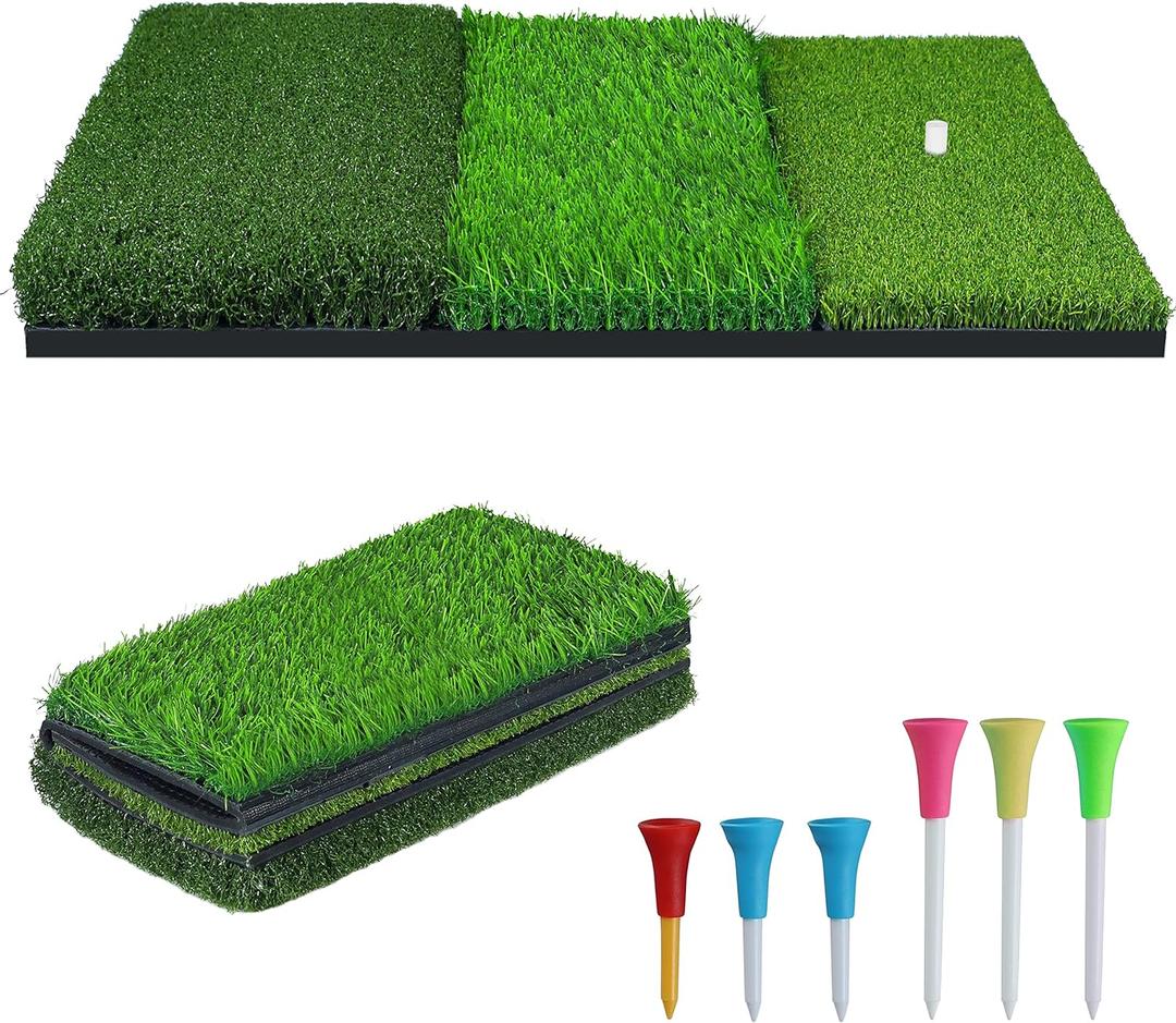 NEWCARE Golf Hitting Mat with Curved Ball Tray