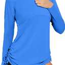 Heathyoga Rash Guard for Women UPF 50+ UV Sun Protection Swim Shirt for Woman Long Sleeve Swimsuits Bathing Suit Tops (Large, Cyan)