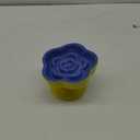 S&Q's CERAMICS Raised Slow Feeder Cat Bowl, Ceramic Elevated and Titled Pet Food Bowl, Small Dogs Slow Feeder, Flower Shaped Dish for Dry and Wet Food (Blue, 5.8")