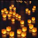 10 Pack 6" Star Shaped Floating Lanterns with Waterproof Wooden Base Sets, Paper Water Lanterns Decoration with LED Tealight Candle (10Sets Lanterns+Candles)