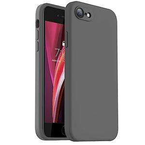 Vooii for iPhone SE Case 2022/3rd/2020,iPhone 8/7 Case, Upgraded Liquid Silicone with [Flat Edges] [Camera Protection] [Soft Anti-Scratch Microfiber Lining] Phone Case for iPhone SE - Dark Grey