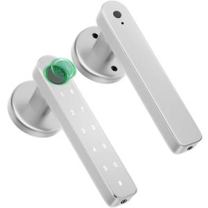 Fingerprint Door Lock, Biometric Lock with Keypad, Silver, Suitable for Home, Apartment, Office, Bedroom