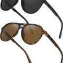 FIMILU 2 Pack Womens Tangle Free Aviator Sunglasses Polarized UV400 | Oversized Sun Glasses for Medium to Large Faces,1.1mm Polarized Sunglasses No Slip Grip & No Bounce Fit for Running Sports