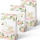 24 PCS Swan Party Favor Bags With Stickers - Candy and Goodie Gift Treat Bags for Swan Themed Birthday Party Supplies