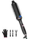 Thermal Brush for Blowout Look, Volumizing 1.5 Inch Heated Round Brush for Curl, Ionic Curling Iron Wand, Light Black