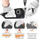 Longzon 6-in-1 Knife Sharpener 5 Stage with Cut-Resistant Glove, Manual Kitchen Tool for Straight & Serrated Knives, Quickly Sharpens Restores & Polishes Dull Blades Safe for Home Kitchen