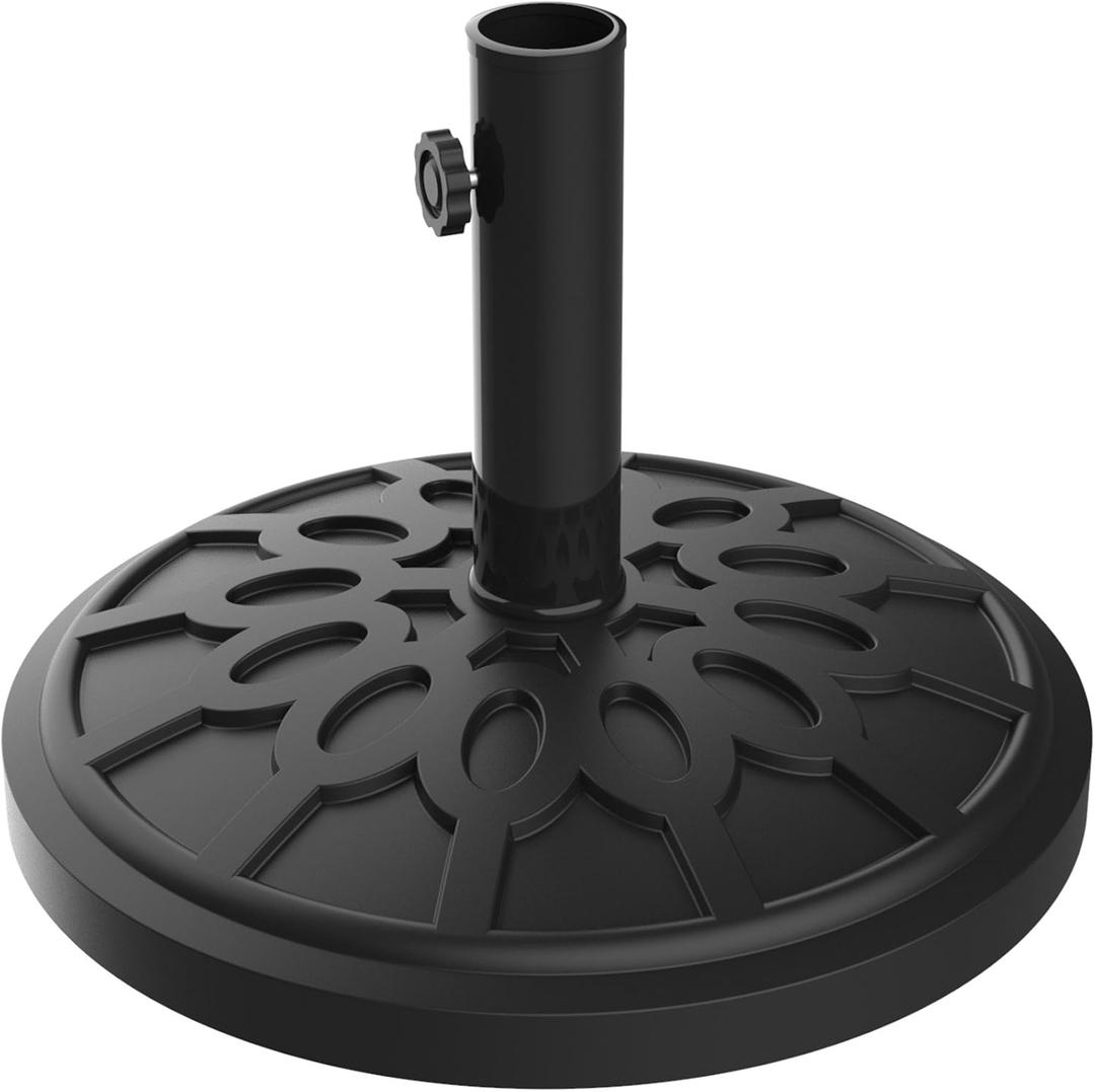 Umbrella Base - Heavy-Duty 19lbs Weighted Outdoor Stand for Patio Table, Tilt, and Lightweight Freestanding Umbrellas by Pure Garden (Black)