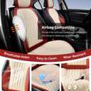 BWTJF Car Seat Covers, Front and Rear Seat Protector for Cars Waterproof Non-Slip, Leather Seat Protector Universal Fit for Suvs,Vans,Trucks (WineRed&White, Full Set)
