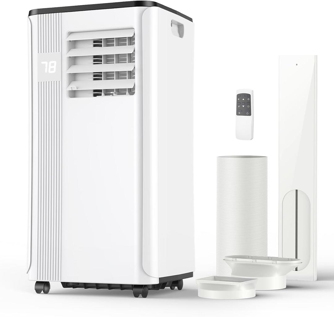 Portable Air Conditioners - 2025 Upgraded 10000 BTU Portable AC for Room up to 450 Sq. Ft, 3 in 1 AC Unit with 24H Timer, Smart Sleep Mode, Remote Control, Air Cooler for Bedroom Kitchen Small-Rooms