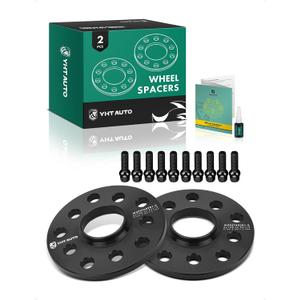 YHTAUTO 5x100/5x112mm Hub Centric Wheel Adapters 10mm Compatible with Audi, Volkswagen Models, A4, TT, Jetta, Passat, w/ M14X1.5 & 12.9 Grade Studs, 57.1mm Hub Bore 5 Lug 2PCS Black