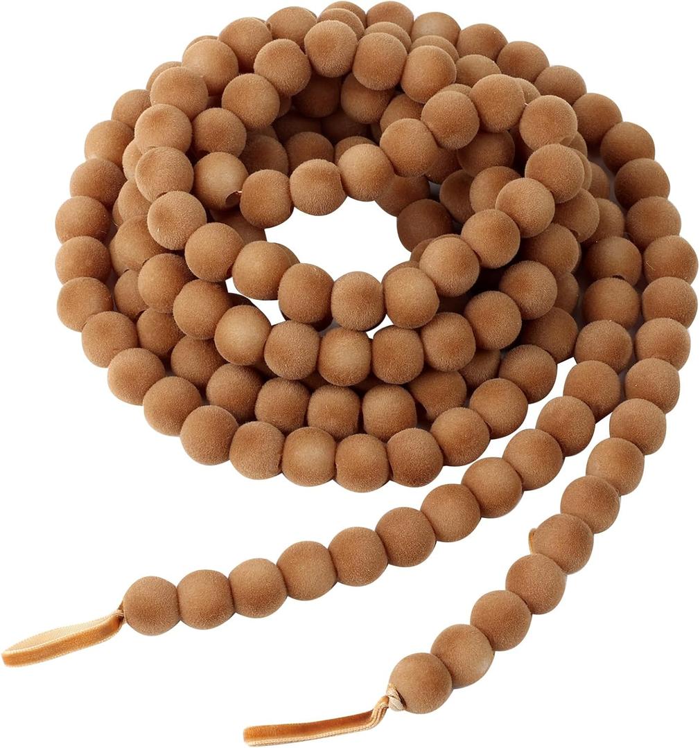 Christmas Garland 9 Feet Velvet Christmas Garland Xmas Vintage Holiday Bead Garland for Tree Mantel Fireplace Decorations (Brown)