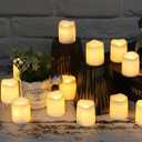SHYMERY Flameless Votive Candles,Flameless Flickering Electric Fake Candle,24 Pack 200+Hour Battery Operated LED Tea Lights in Warm White for Wedding, Table, Halloween,Christmas Decorations 1.5"X1.7"