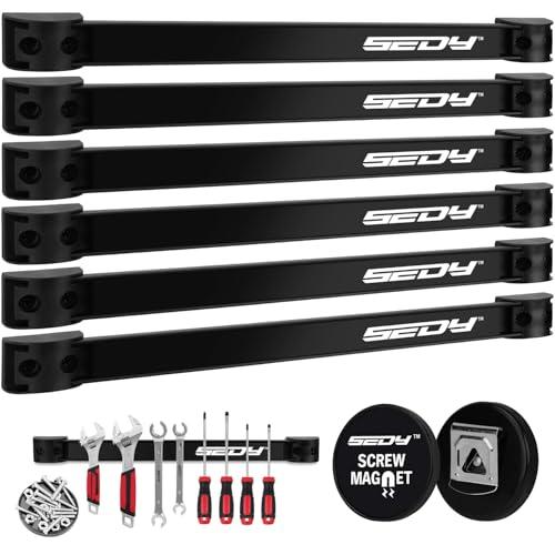 SEDY Magnetic Tool Holder Storage Organizer: 7-Piece Garage Wall Mount Rack Organization Strip Power Magnet Organizers Mounted Workbench Board Slatwall Van Hanger
